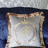 embroidered cushion with initials