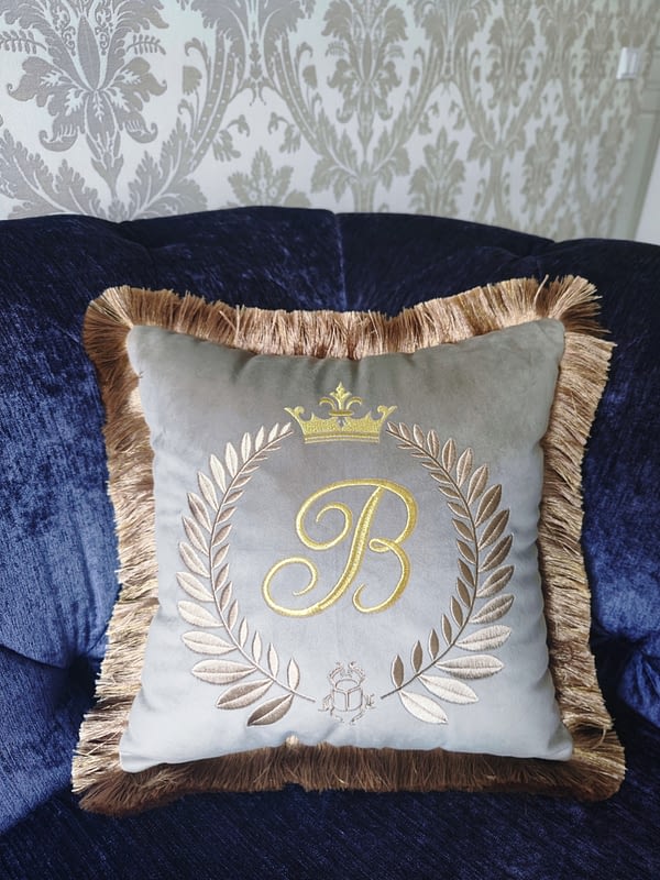 embroidered cushion with initials