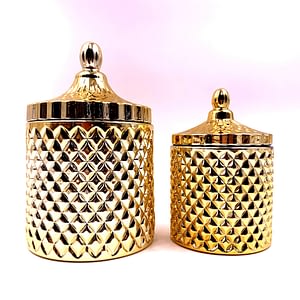 glass jar with lid gold